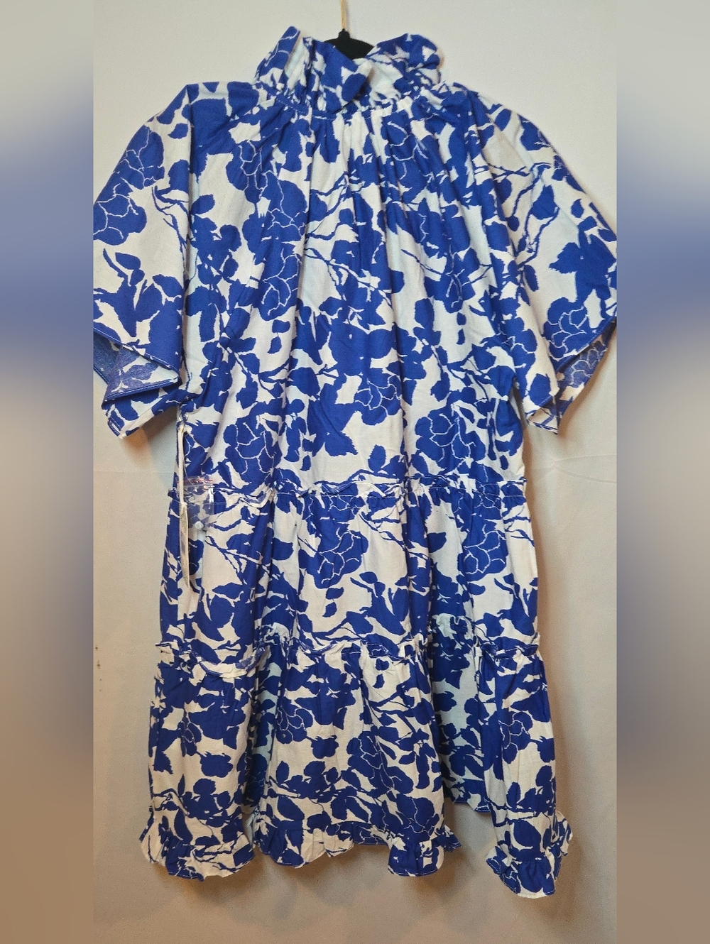 NWT Tuckernuck Hyacinth House Thea Blue Floral Short Sleeve Ruffled Mini Dress S - Picture 8 of 9